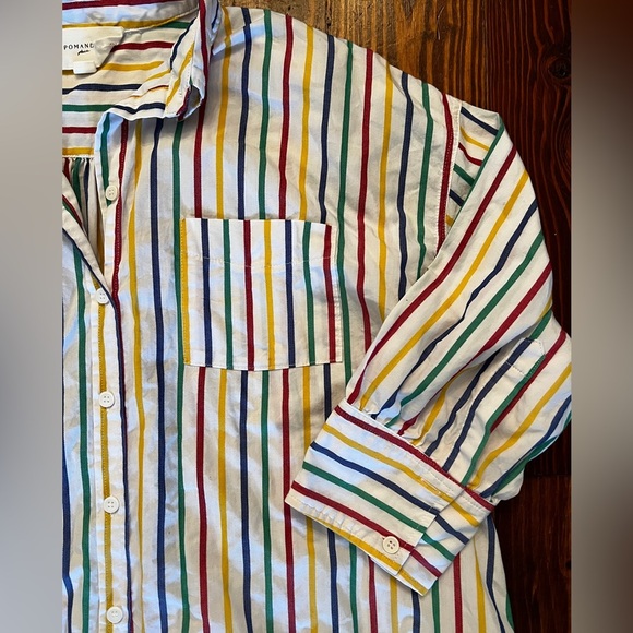 POMANDER PLACE TUCKERNUCK Adair Primary Striped Boyfriend Oversized Button Down - Picture 6 of 9